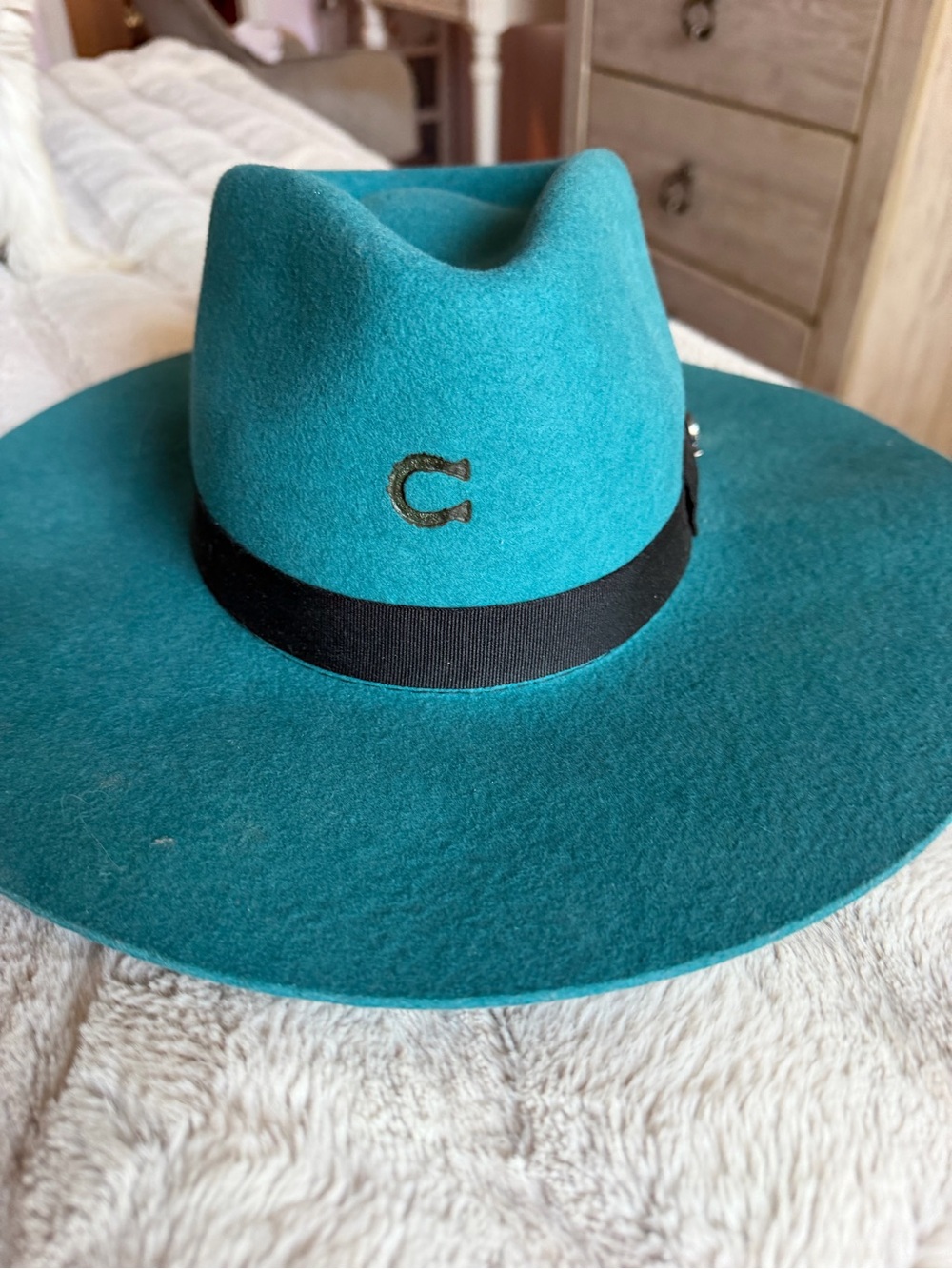 Charlie 1 horse teal fashion hat
